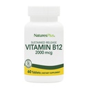Natures Plus Vitamin B12 (Methylcobalamin), Sustained Release - 2000 mcg, 60 Vegetariske tabletter - High Potency Red Blood Cell Support - Natural Energy Booster - Gluten- Free - 60 Servere
