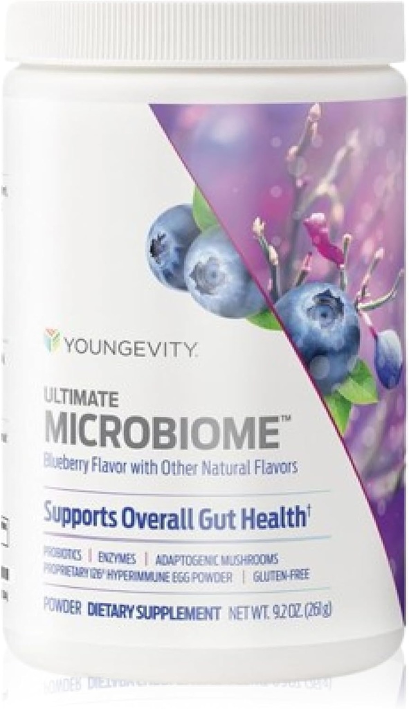 Youngevity Ultimate Microbiome - Prebiotic, Probiotic & Postbiotic Gut Health Supplement - i26 ® Hyperimmun Egg Powder, Probiotic Blend, DigeZyme ™ Enzyme Complex - Understøtter fordøjelse og immunforsvar