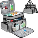 Large Pill Bottle Organizer, Double Layers Medicine Storage Bag with Lockable Zippers and Shoulder Strap,Medication Travel Bag for Prescription Bottles, Vitamins & Medical Supplies, Gray (Bag Only)