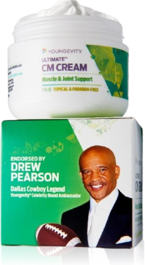 Youngevity Ultimate CM Cream ™ - Muscle and Joint Deep Soothing Analygesic Cream - Paraben Free - Ryg, Hals, Hand og Feet Pain Support - Menthol 1,4% - (2 oz Jar)