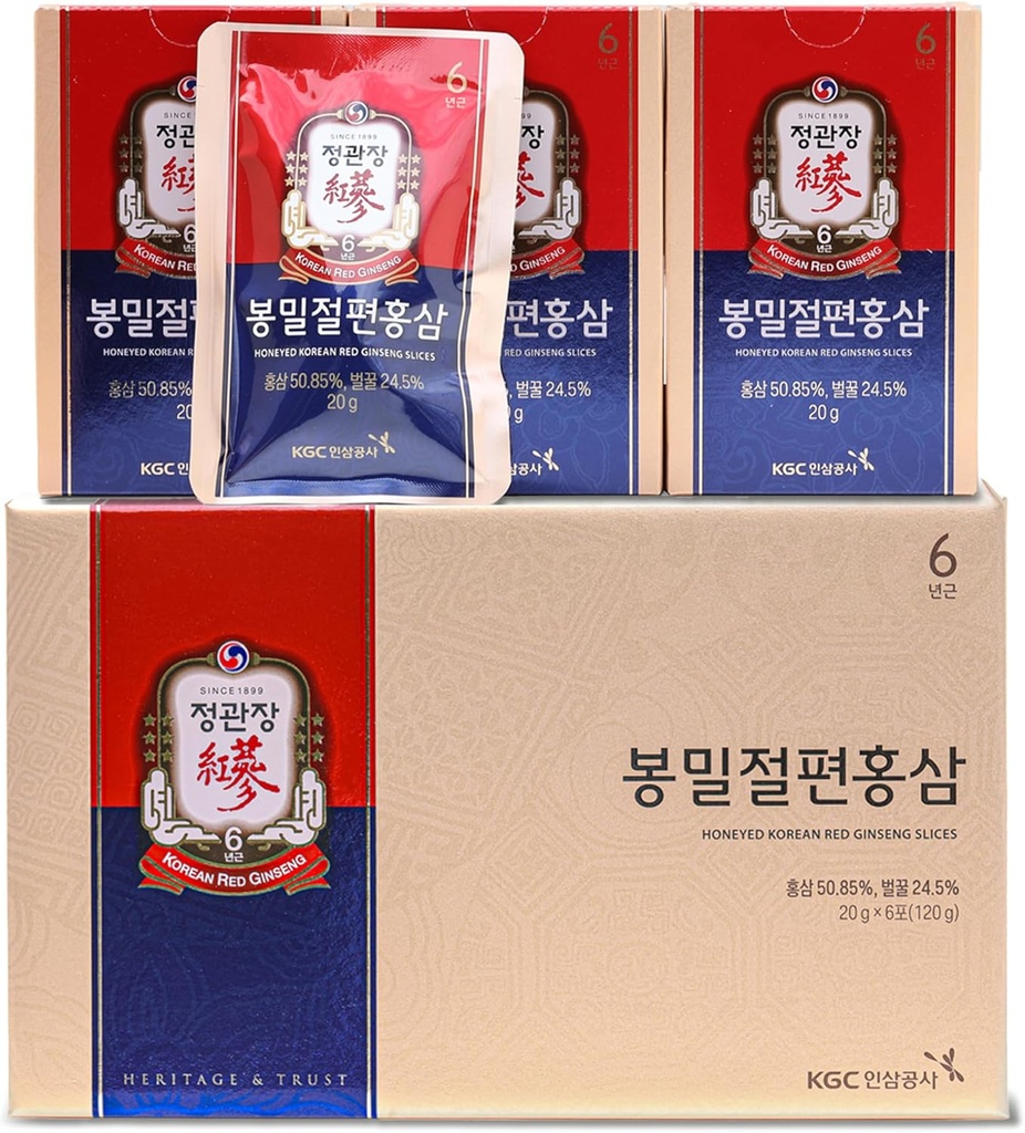 Honeyed Koreansk Rød Ginseng Slices, Boost Natural Energy, Performance and Immunity - 6 Pack