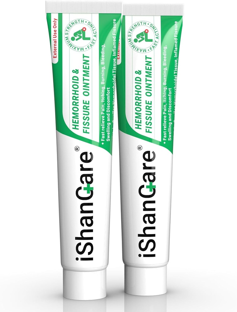 ishancare Hæmorroid Cream, Hæmorroid & Fissure Behandling Salve Ekstra Styrke, Relief Anal Smerte, Kløe, Blødning, Hævelse, Forstyrrelser, Naturlige Urter hurtigt fungerende ingredienser, Indeholder E-vitamin