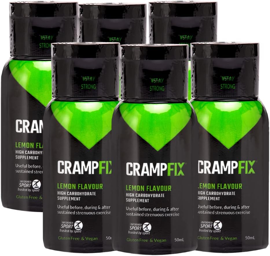 Sports Shot, Prevents and Relieves Muscle Cramp, Leg, Calf, Hamstring Cramp, 6 Pack Multi Serve Squeeze Flasker Alle naturlige Lemon