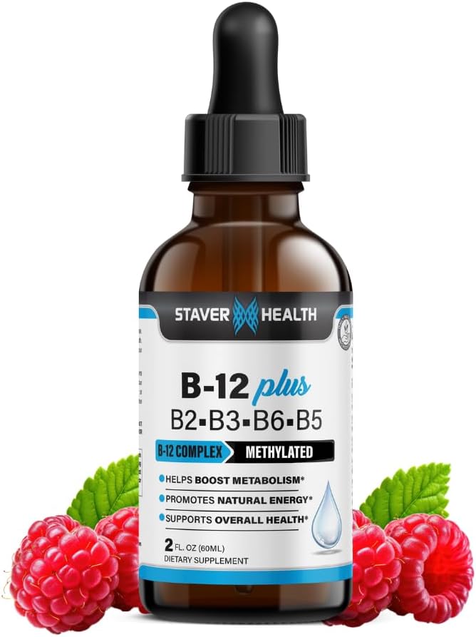 B12 Plus flydende vitamin B Complex supplement - B Complex vitamin supplement - 2 måneders forsyning - energistøtte supplement - Vegan - non-GMO - Gluten Free - 2 Fl Oz