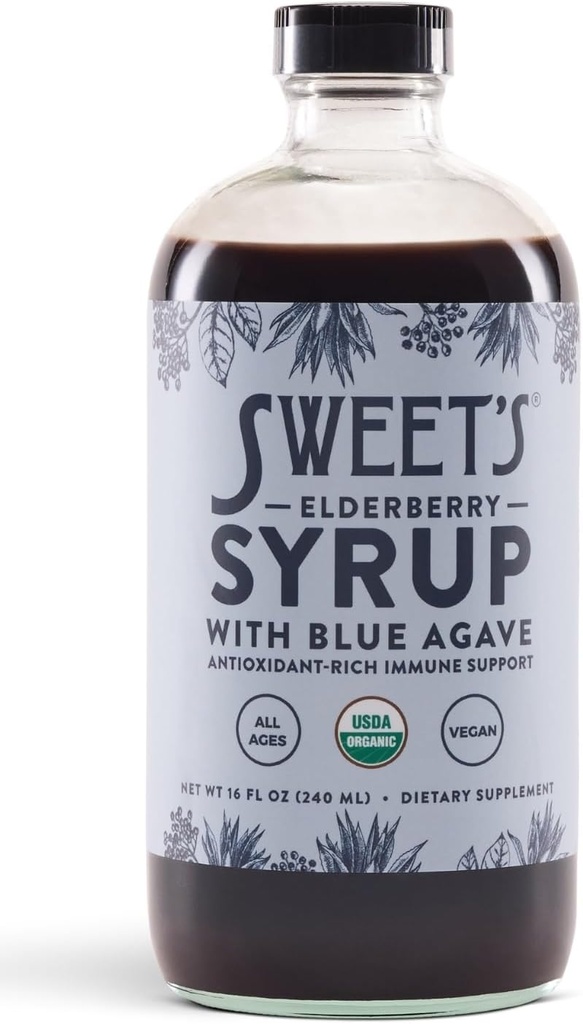 Elderberry Syrup med Blue Agave Memory 124; immunsupport Memory 124; USDA Organic Certified Memory 124; non-GMO Memory 124; Vegan Memory 124; Gluten- Free (16 oz)