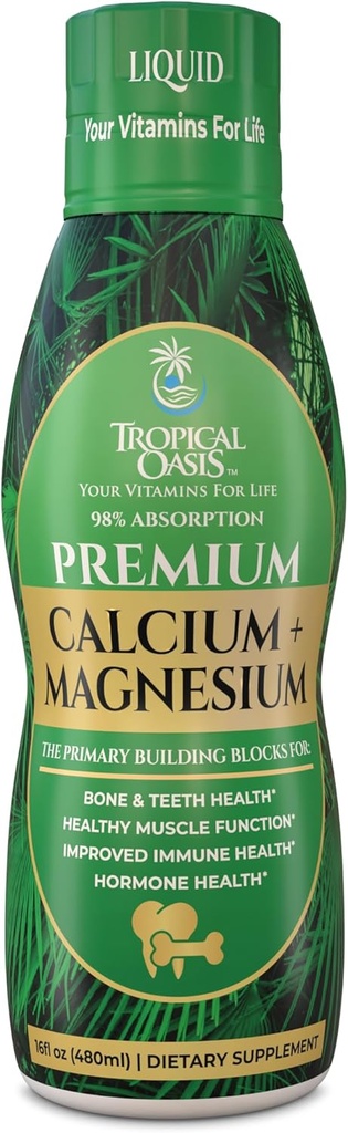 Premium Liquid Calcium Magnesium Supplementet 124; fremmer stærke knogler og sunde tænder 124; Natural Liquid Vitamin w / Calcium, Magnesium Citrate, Boron & Vitamin D3 Budd124; 98% Max Absorption 124; 16oz, 32 Serv