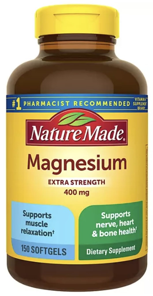 Nature Made High Potency Magnesium 400 mg - 150 Liquid Softels, (pakke med 2)