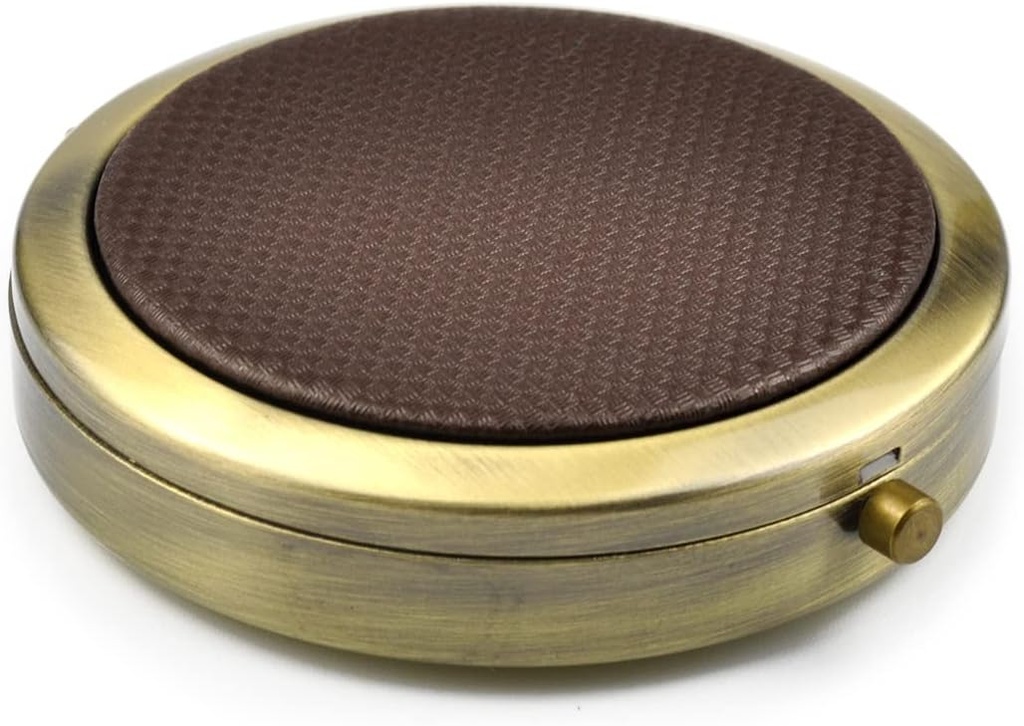 Retro Compact Pill sag med spejl til purse rejse Medicine Organizer (kaffe)
