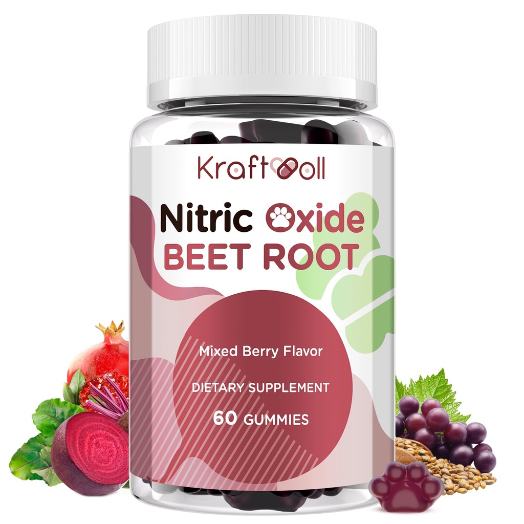 Root Gummies 6000mg - Nitrooxid Booster med Grape Seed, Pomegranat, Vitaminer C & B12 - Nitrooxid Kosttilskud til mænd - Blandet Berry Flavor - 60 Gummies