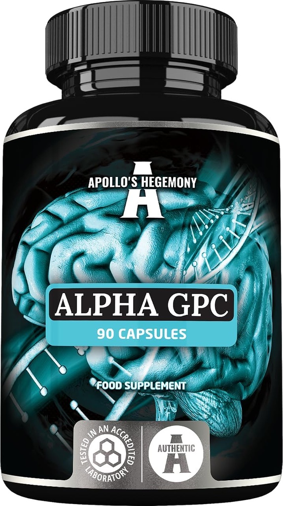APOLLO'S HEGEMONY Alpha-GPC 600mg per Daily Dose - 90 Vegan Choline Capsules - 99% Choline Alfoscerate Dietary Supplement - Lipid Choline - Memory and Concentration Capsules