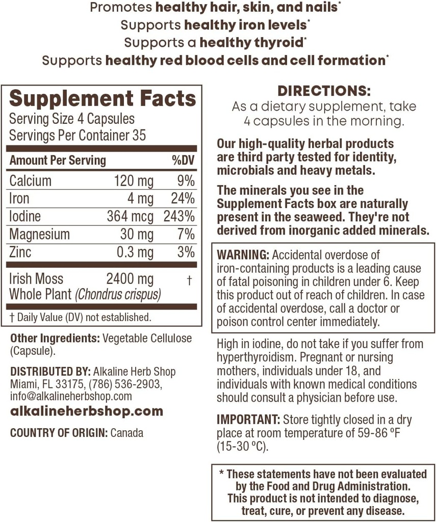 Sea Moss Supplement 140 Kapsler