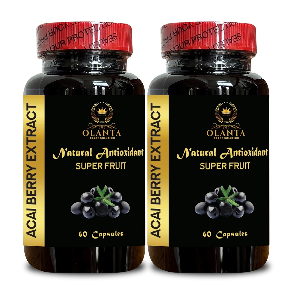 ACAI Berry Extract - acai Berry Supplement Fertilitet, Açaí Berry (Euterpe oleracea) piller, Antioxidant- Rich Organic, Fiber piller - 2 flasker 120 kapsler