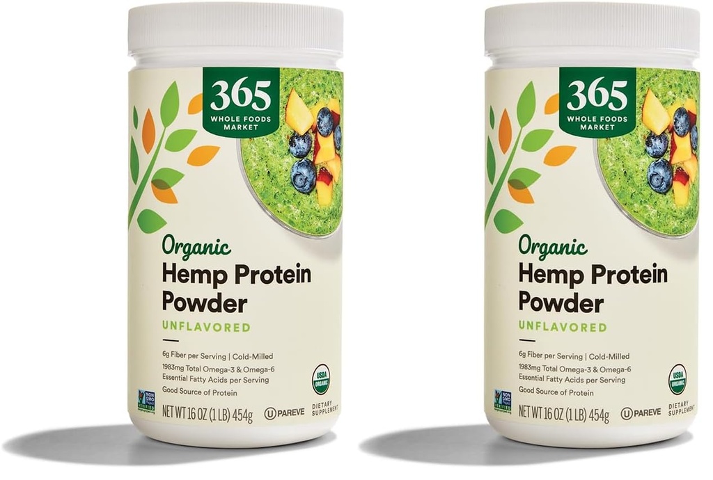 365 af Whole Foods Market, Protein Powder Hamp Organic, 16 Ounce (pakke med 2)