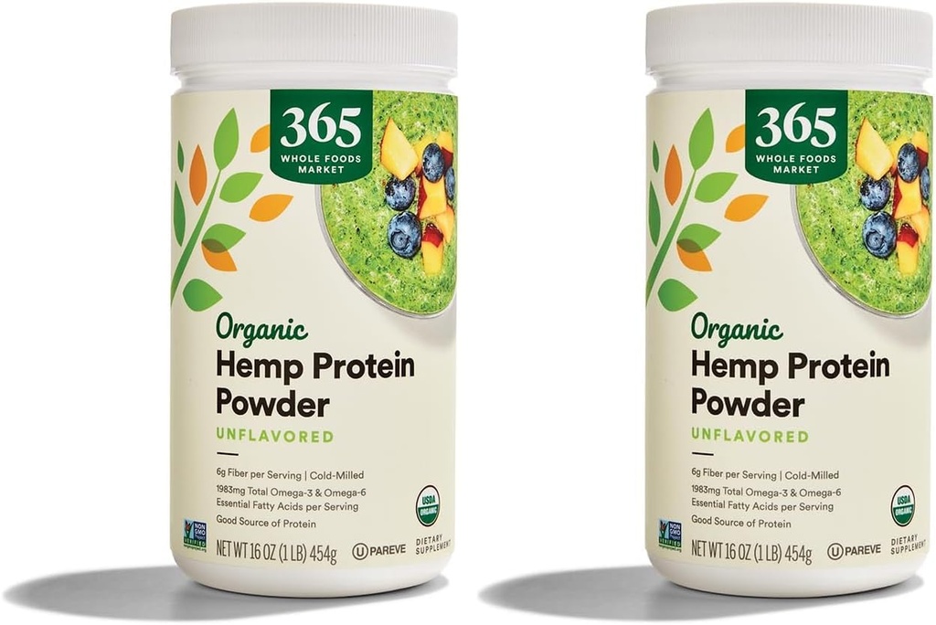 365 af Whole Foods Market, Protein Powder Hamp Organic, 16 Ounce (pakke med 2)