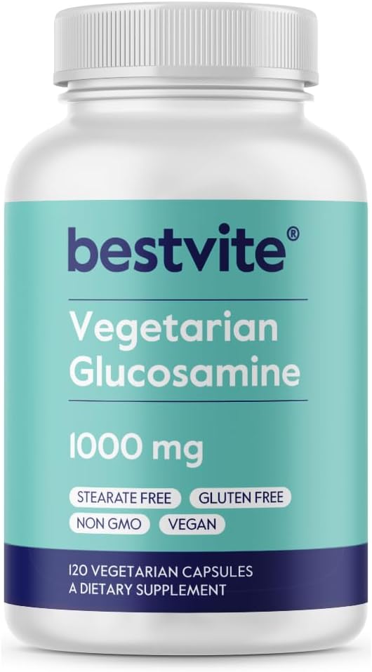 BESTVITE Vegetarisk Glucosamin 1000mg (120 Vegetariske Kapsler) - Ingen Stearates - Ingen Fillers