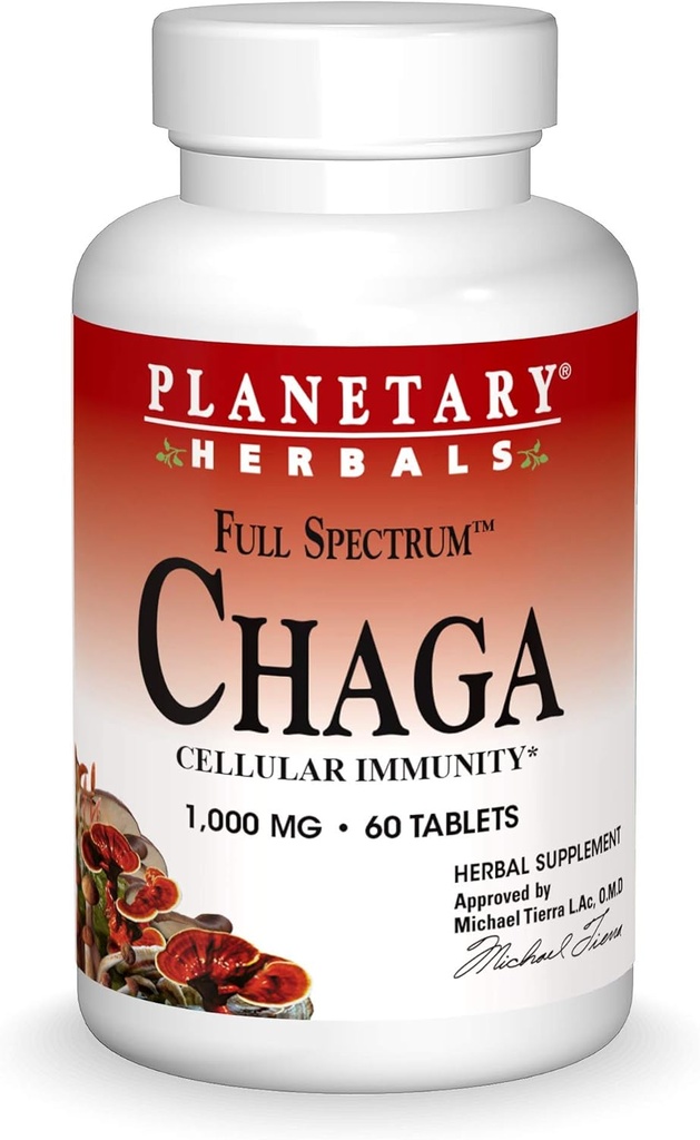 Planetariske Herbals Chaga Full Spectrum, Enhance Cellular Immunity, 60 tabletter
