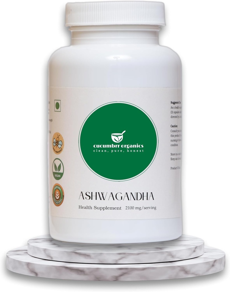 Ashwagandha Root Extract Supplement - 100 Capsules, 600mg per Serving, Organic, Vegan, Non-GMO, Gluten-Free, Stress Relief & Immune Support