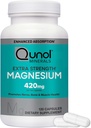 Qunol Magnesiumkapsler 420mg, højabsorptionsmagnesiumsupplement, ekstra styrke, ben og muskelhelbredstillæg, 120 Tælling