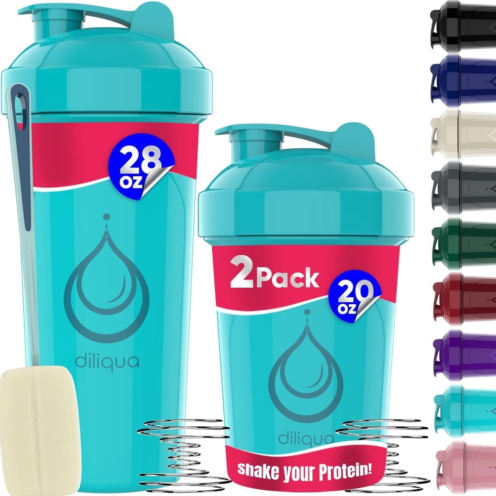 2 PACK, 28 oz & 20 oz Shaker Flasker med kraftfulde Wire Whisks til Protein Mixes - 124; Bladsikker Blender Shaker Flaske Pack 124; BPA- Free & Opvaskemaskine Safe - 124; Shaker Bottle - 124; Shaker Cups til shakes