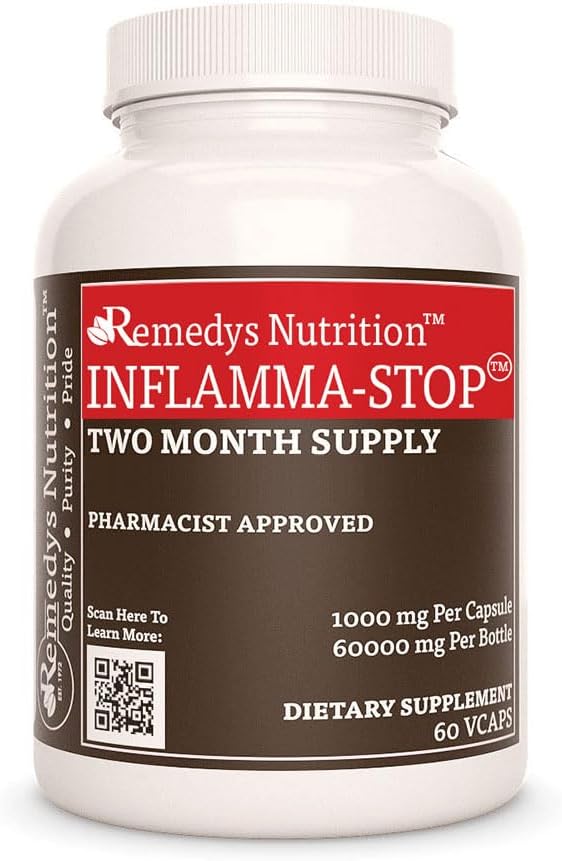 Remedy 's Nutrition Inflamma- Stoppa 124; 1000 mg, 60 Vegan Kapsler Herbal Kosttilskud