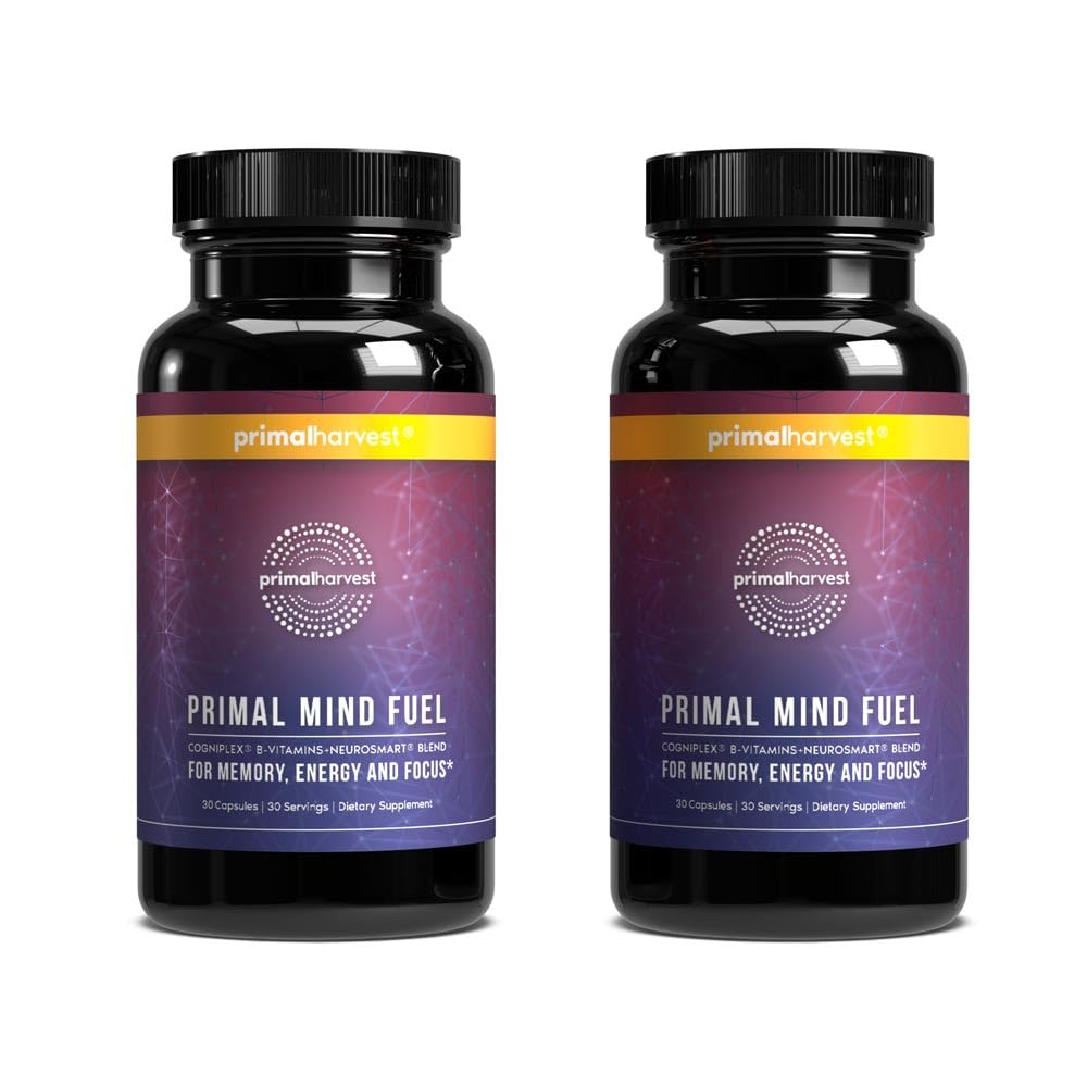 2 Pack, Primal Mind Fuel Brain Booster for Focus, Energy, Clarity, Memory Brain Health 30 Capsules Nootropics Brain Support Supplement for mænd og kvinder