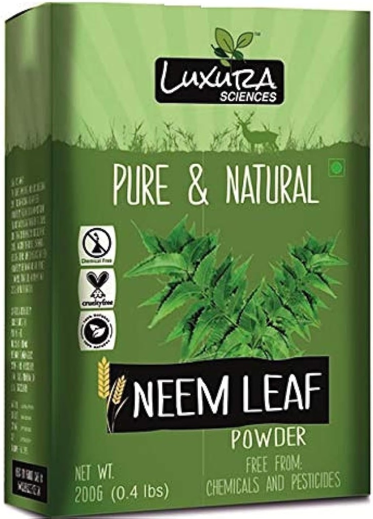 Luxura Sciences Organic Neem Leaf Powder # 124; for hår, hud & oral sundhed # 124; Understøtter Oral Hygiene & immunsystem # 124; Reducerer Dandruff, Clears Clogged Porer & Ranifies Body # 124; 7.05 Oz / 200g