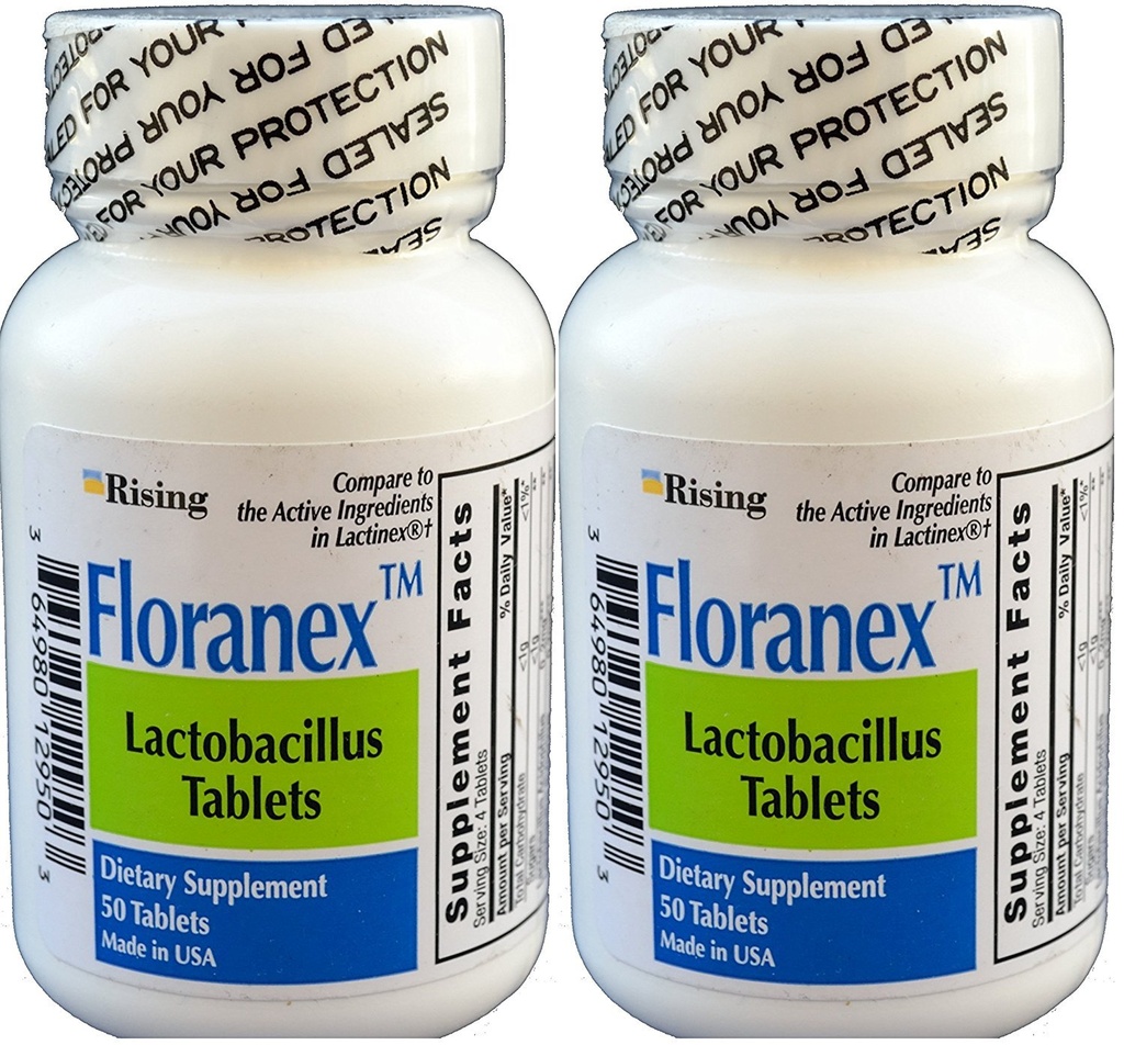 Floranex Probiotika til kolon sundhed Generisk til Lactinex 50 tabletter pr. flaske Pakning med 2 100 tabletter i alt