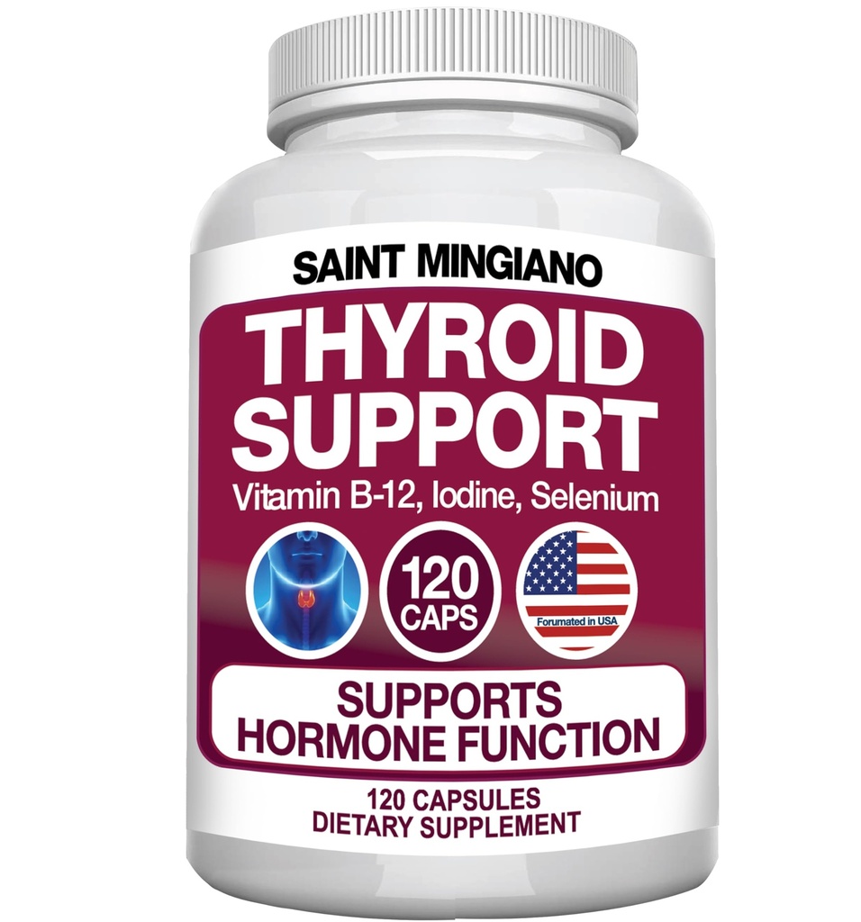 Thyreoideasupporttillæg med jod; 120 kapsler til at hjælpe kroppen masse & forbedre energi, cardiovaskulær, energi & Focus Formel 124; 14 naturlige vitaminer
