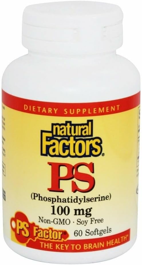Naturlige faktorer, Phosphatidylserin, Støtte til hukommelse, koncentration og hjernefunktioner, Soja og Gluten Free, 60 Softgels