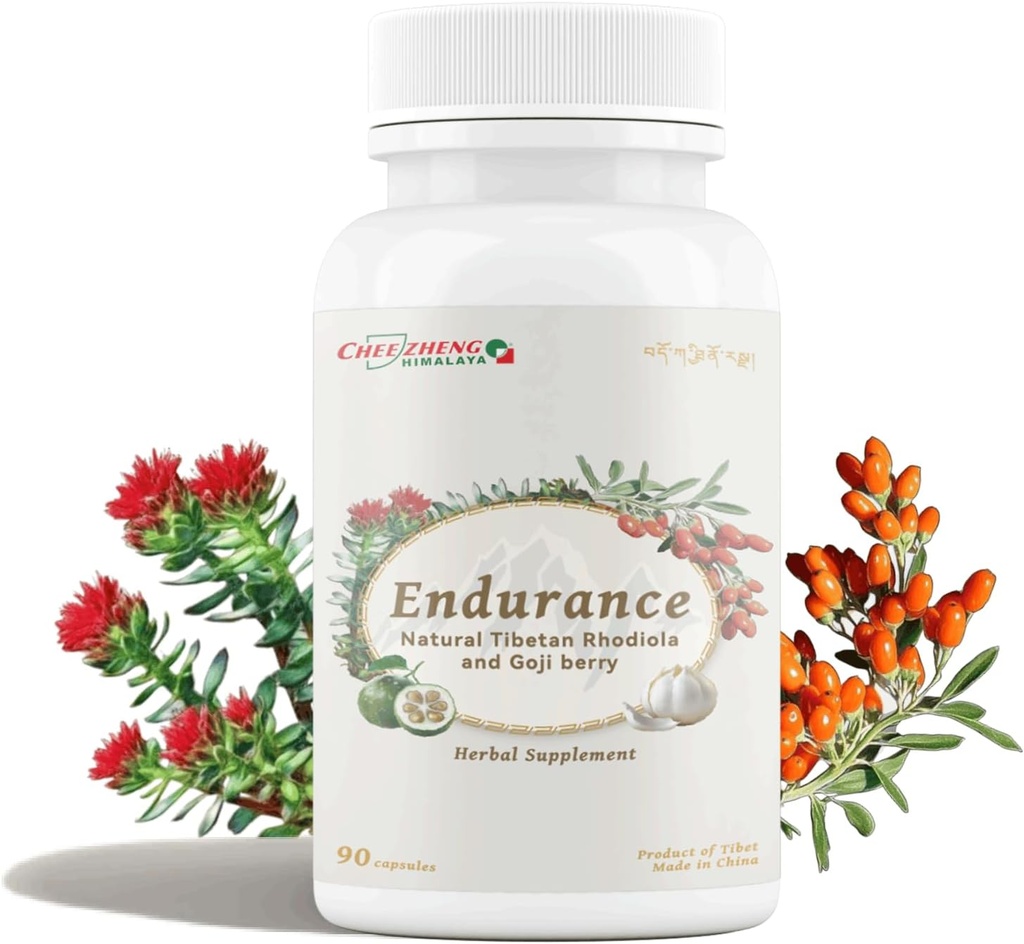 CheezhengHimalaya Rhodiola and Goji Berry Daily Supplement, Support Energy, Mental Calmness, Boost Digestion, Enhance Immunity, Improves Oxygen Utilization, Tibetan Natural Herbs, 90 Veggie Capsules