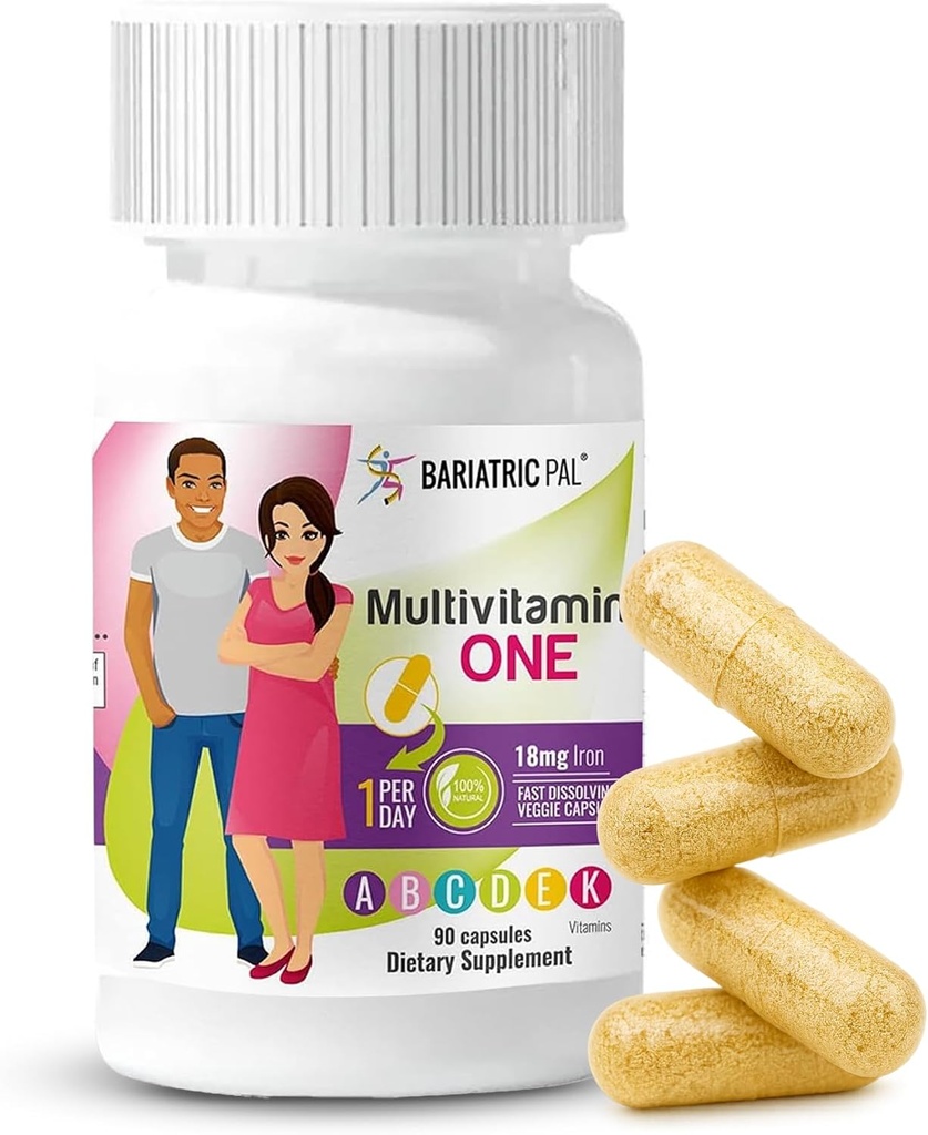 BariatricPal Multivitamin ONE 1 per dag! Bariatric Multivitamin Capsule med 18 mg jern 124; Let at synke Capsule 124; Vitamin til Bariatric Kirurgi Patienter