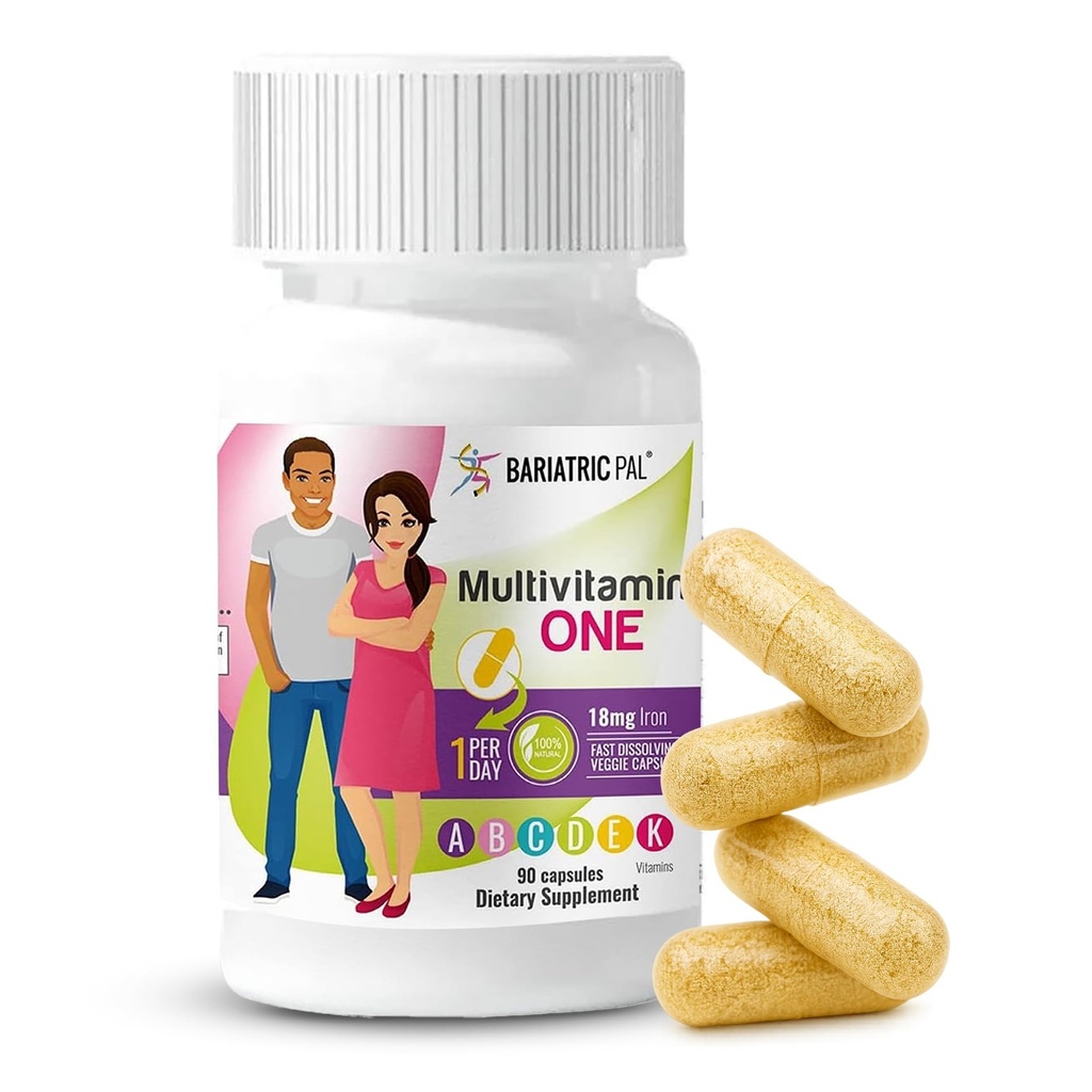 BariatricPal Multivitamin ONE 1 per dag! Bariatric Multivitamin Capsule med 18 mg jern 124; Let at synke Capsule 124; Vitamin til Bariatric Kirurgi Patienter