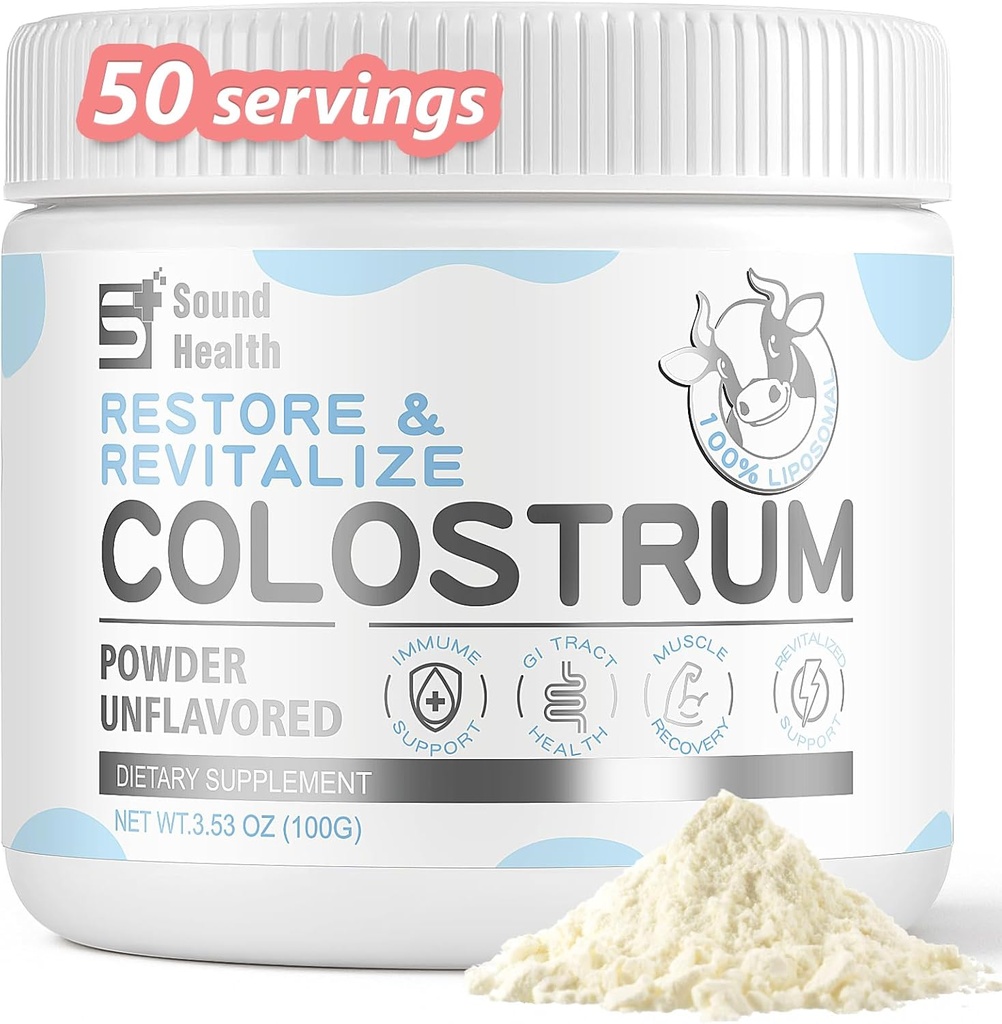 Colostrum Supplement Pulver til mennesker - Økologisk Bovin Colostrum Supplement til Gut Sundhed, Hårvækst, Skønhed - Unflavored (73 Servere)