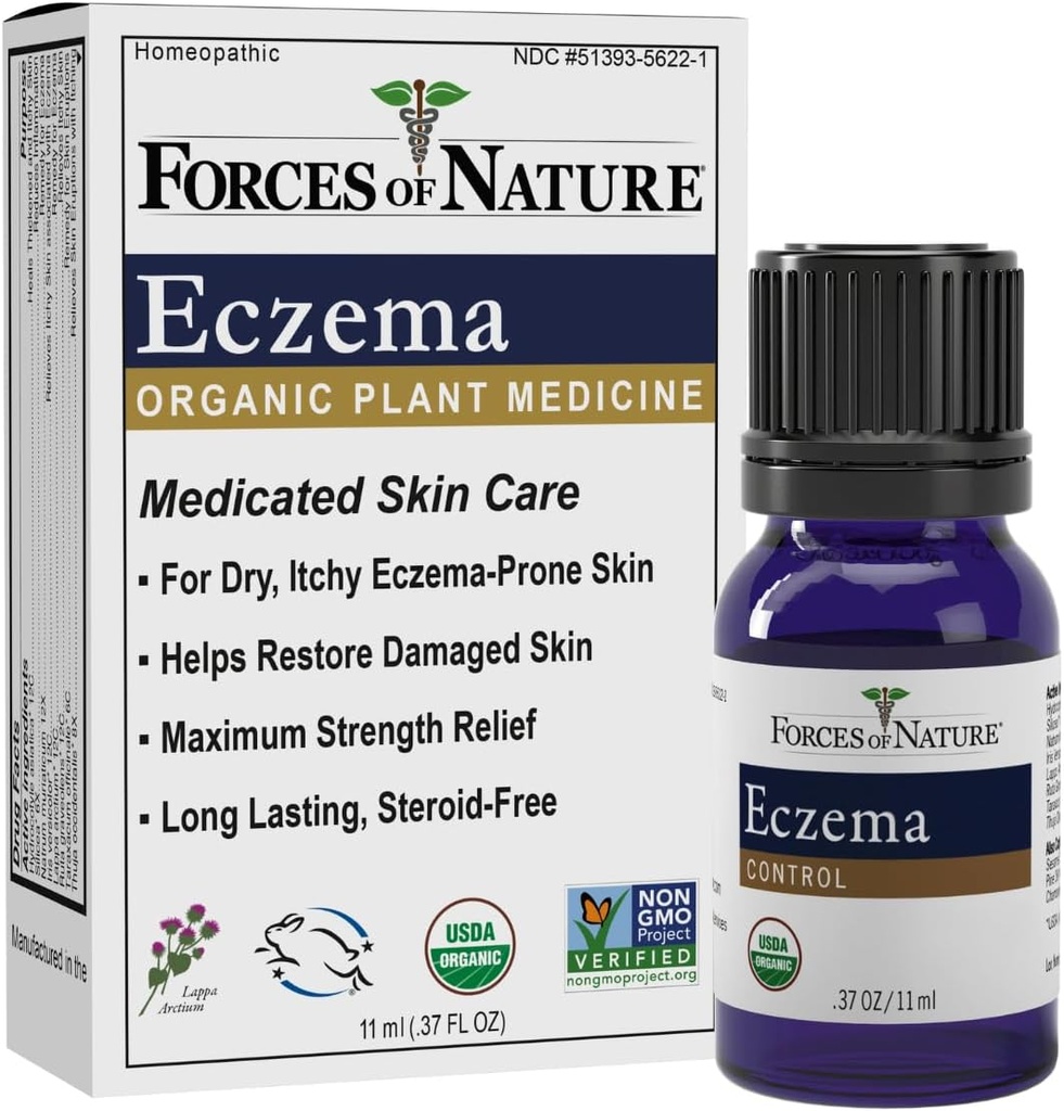 Naturens Eksem Control, Følsomme, Tør og Itchy Hud Relief, Steroid- Gratis hudpleje for Flare- Ups, Eksem Behandling for voksne, Økologisk Homøopatisk Medicin, Fast- Fungerende, 11ml (0,37 fl oz)