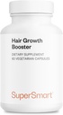 Supersmart - Hårvækst Booster 160mg per dag (Lustriva supplement) - Biotin 40x mere Opløseligt • 124; Non- GMO & Gluten Free - 60 vegetariske kapsler