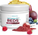 PURESUNDHEDSFORSKNING Red Superfoods Powder - Kun 10 kalorier Frugt og vegetabilsk adaptogen drikke med rødbeder, Polyphenoler, Probiotisk pulver - Antioxidanter supplement til energi, 30 Servere