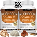 Toplux Mushroom Supplement Lions Mane & Cordyceps Reishi Chaga 10 Organic Mushroom Blend to Support Immunsystem, Hukommelse, Fokus & Klarhed og øge energi, for mænd kvinder, 60 Kapsler