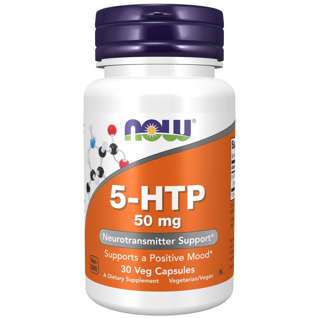Now Foods Supplements, 5- HTP (5- hydroxytryptophan) 50 mg, Neurotransmitter Support *, 30 Veg kapsler