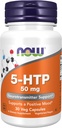 NOW Foods Supplements, 5-HTP (5-hydroxytryptophan) 50 mg, Neurotransmitter Support*, 30 Veg Capsules