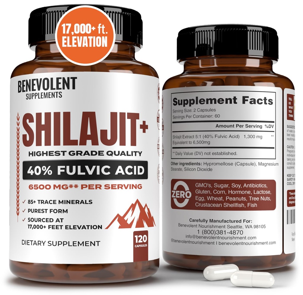 6,500mg Shilajit Supplement med 40% Fulvic Acid (høj Absorption)