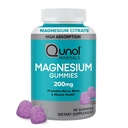 Qunol Magnesium Gummies for voksne, 200mg Elemental Magnesium (fra 1. 750mg Magnesium Citrate), High Absorption Magnesium Supplement, Understøtter Nerve, Knogler og Muskelsundhed, Vegetar, 90 Greve