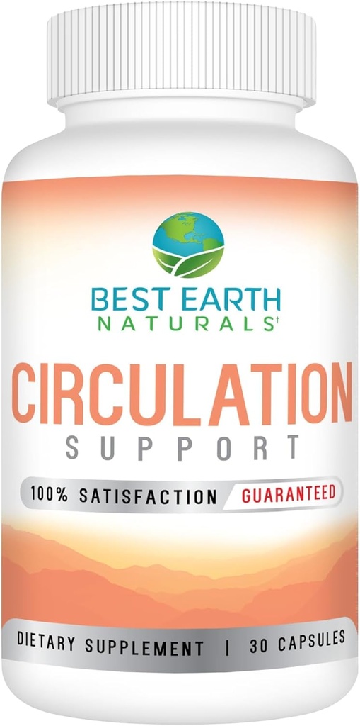 Best Earth Naturals Circulations Supplement - Balanceret formel for optimal Circulatory Support - 30 kapsler (30-dages forsyning)