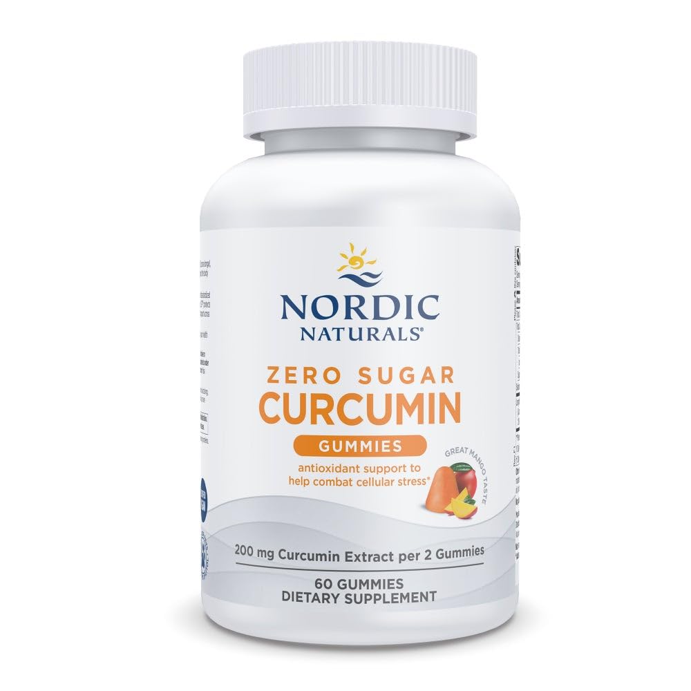 Nordic Naturals Zero Sugar Curcumin Gummies, Mango - 60 Gummies - 200 mg optimeret Curcumin Extract - Great Smag - Antioxidant Support, Sund Metabolic Balance - Non-GMO, Vegan - 30 Serveringer