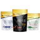 Transformation Chocolate Protein Powder 124; 30G Multi- Protein Superblend + Grass- Fed Hydrolyzed Collagen Peptider Powder- Hår, Hud, Nails + Organic Super Green Superfood Powder- Immun & Energy Support