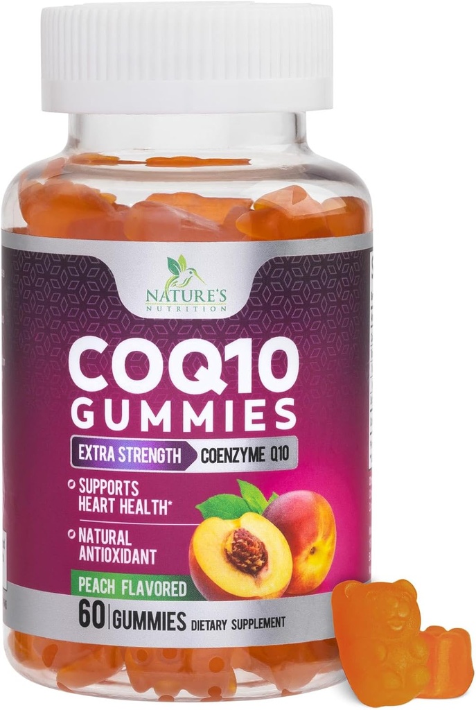 CoQ10 Gummies 100mg - 3X Strength, High Absorption, Antioxidant Supplement for Heart Health Support & Energy Production, Ultra Coenzym Q10 Vitamin, Coq 10 Kosttilskud, Non- GMO - 60 CoQ10 Gummies
