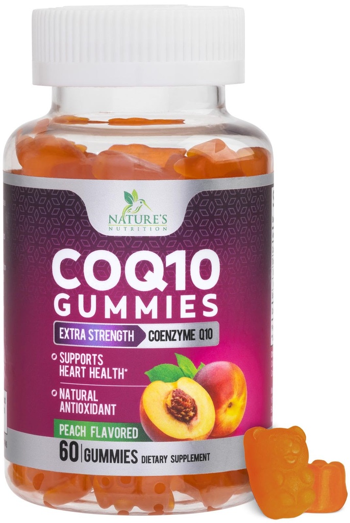 CoQ10 Gummies 100mg - 3X Strength, High Absorption, Antioxidant Supplement for Heart Health Support & Energy Production, Ultra Coenzym Q10 Vitamin, Coq 10 Kosttilskud, Non- GMO - 60 CoQ10 Gummies