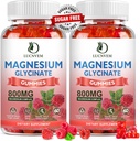 (2 Pack Sugar Free Magnesium Glycinate Gummies, 500mg Magnesium Glycinate with 200mg Magnesium Malate, Taurate, Oxide, COQ10, Vitamin B6 and D3, Sleep & Calm Support, 120 Raspberry Gummies