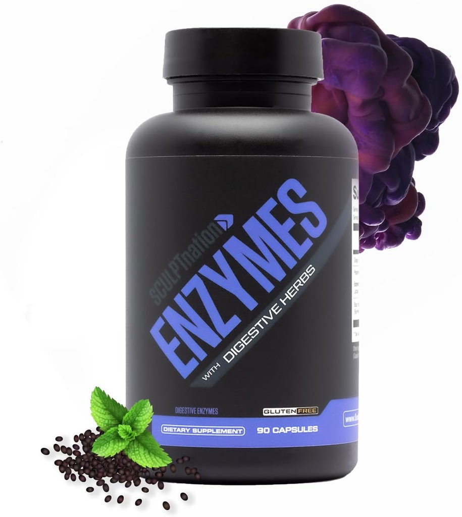 Nation af V Shred fordøjelsesenzymer - Multi Enzyme for fordøjelse og Gut Health Support, Lejlighedsvis Bloating Relief for kvinder og mænd - 90 Gluten- Gratis kapsler
