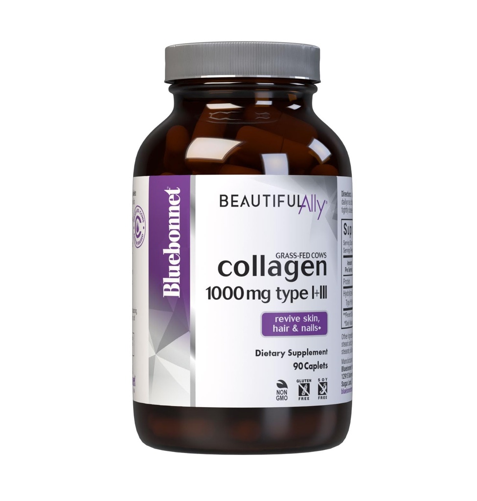 Bluebonnet Nutrition Smukke Ally Collagen Caplets, Hydrolyzed Collagen fra Græs Fed Cows, Collagen Peptider Type 1 & 3, Ikke GMO, Gluten Free, Soy Free, Milk Free, 90 caplets, 90 Day Supply
