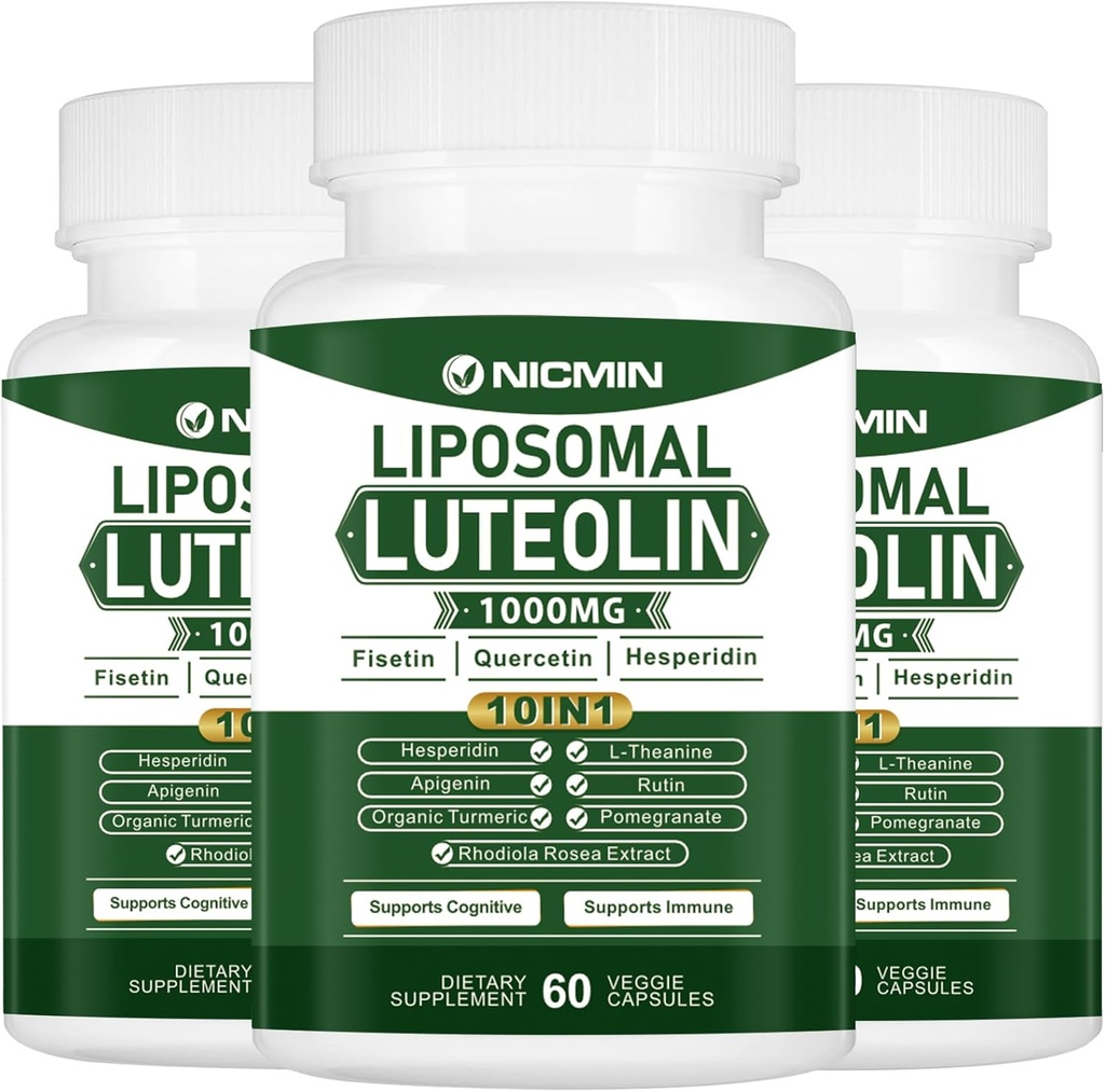 1000MG Liposomal Luteolin, Maximum Absorption, Potent Luteolin Supplement 180 Capsules
